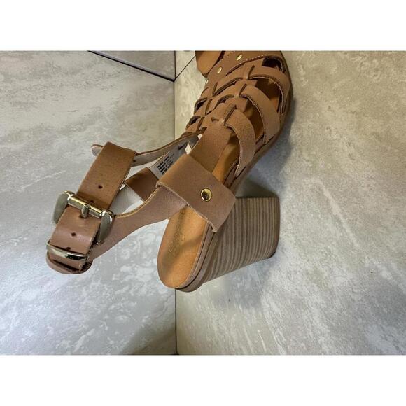 Anthropologie Seychelles tan strappy block heel sandals Size 6.5 - Picture 3 of 6